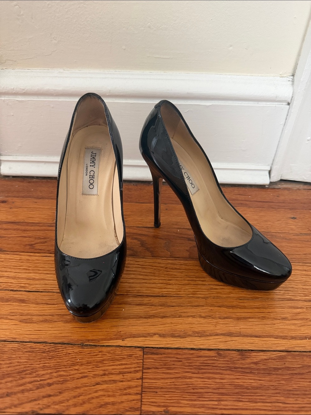 Jimmy Choo Black Patent Leather Platform Stilettos